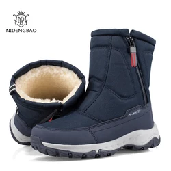 Bottes de neige imperméables pour hommes, chaussures décontractées unisexes, haut, plus velours, fermeture à glissière latérale chaude, rinçage extérieur, coton masculin, hiver