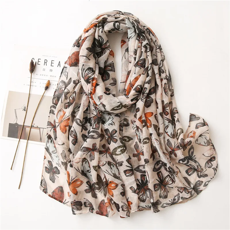 2020 New  Ombre Butterfly Print Scarf Shawls Long Women Beautiful Soft Animal Hijab Wrap Free Shipping