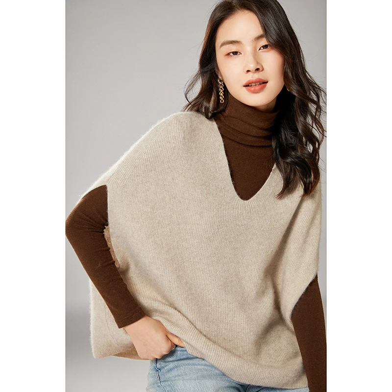 Women Sweater Bat Shirt 2021 New Fashion Winter High-Quality 100% Wool Knitted Pullover Vest Female Plus Size Sleeveless Jumper