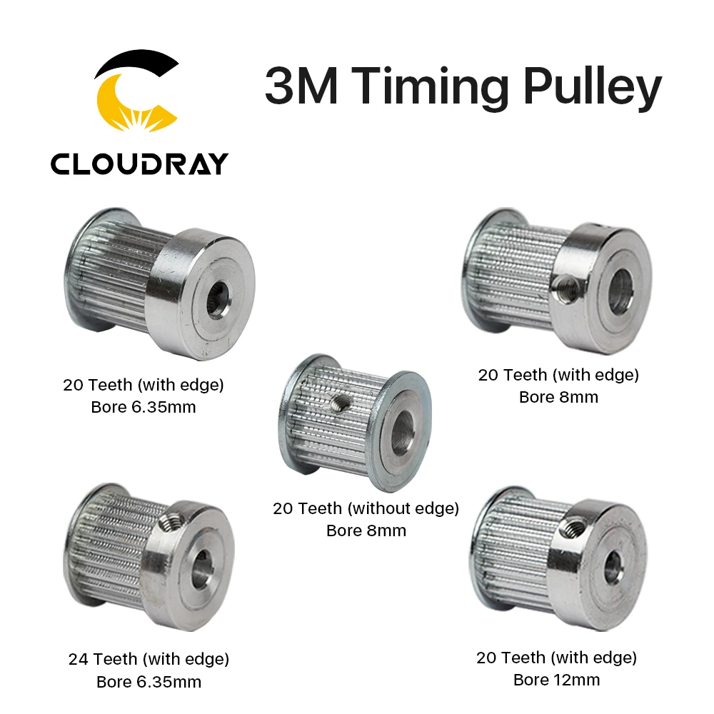 Cloudray CO2 Laser Metal Parts Synchronous HTD 3M Koło pasowe 6.35/8/12mm do maszyny do grawerowania laserowego CO2 DIY