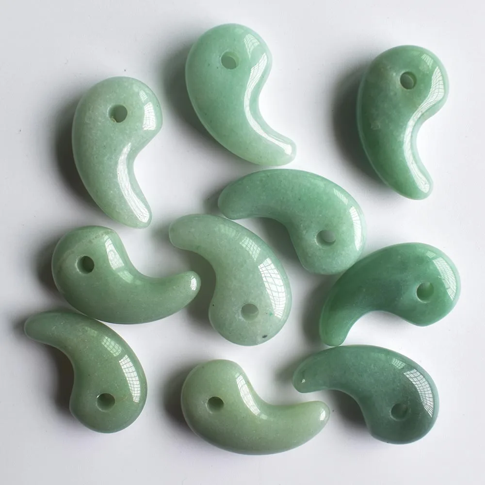 Wholesale 10pcs/lot 2020 New fashion natural green aventurine magatama charm stone pendants for jewelry marking free shippin