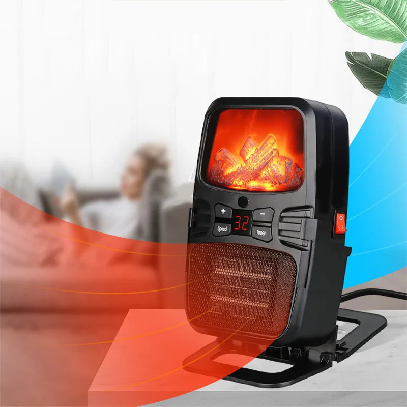 Ventilatore elettrico portatile da 500W Mini ventilatore ventilatore riscaldatore d'aria con telecomando stufa a parete da giardino Radiato scaldino calefattore