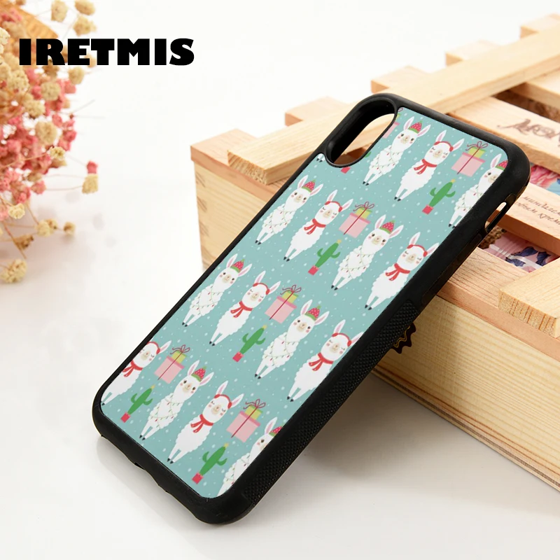 Iretmis 5 5S SE 6 6S TPU Rubber Phone Case Cover for iPhone 7 8 Plus X Xs 11 12 MINI Pro Max XR winter christmas llamas holidays