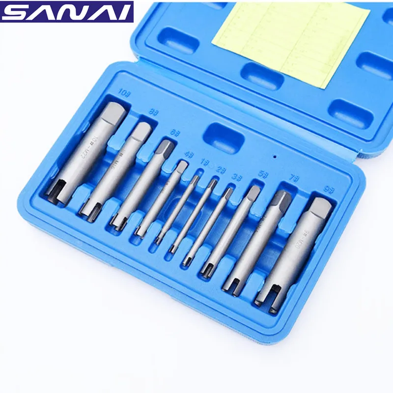 SANAI 10PCS Screw Tap Extractor Set M4-M24 Damaged Screw Tap Remover Alloy Steel Broken Head Taps Wrench Extractor Drill Bit