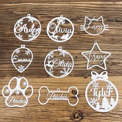 Personalized Christmas Name Bauble White Acrylic Snowflakes Ball Custom Name Christmas Tree Ornaments Ball Gift Tags