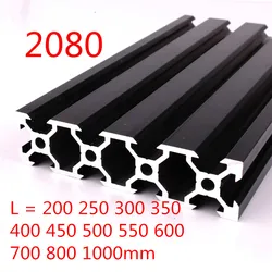 100mm-800mm Black 2080 Aluminum Profile Extrusion Frame for CNC Laser Engraving Machine Tool Woodworking DIY