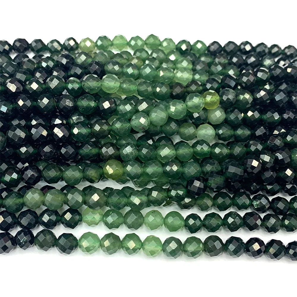 

Veemake Canada Green Jade Natural Gemstones DIY Necklace Bracelets Earrings Pendants Faceted Round Beads For Jewelry Making 7321