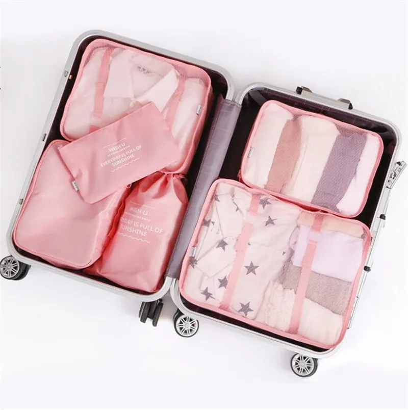 6pcs Men Women Travel Organizer Luggage Storage Bag Set Waterproof Packing Cube Clothing Sorting Organizer Travel Luggage Tote