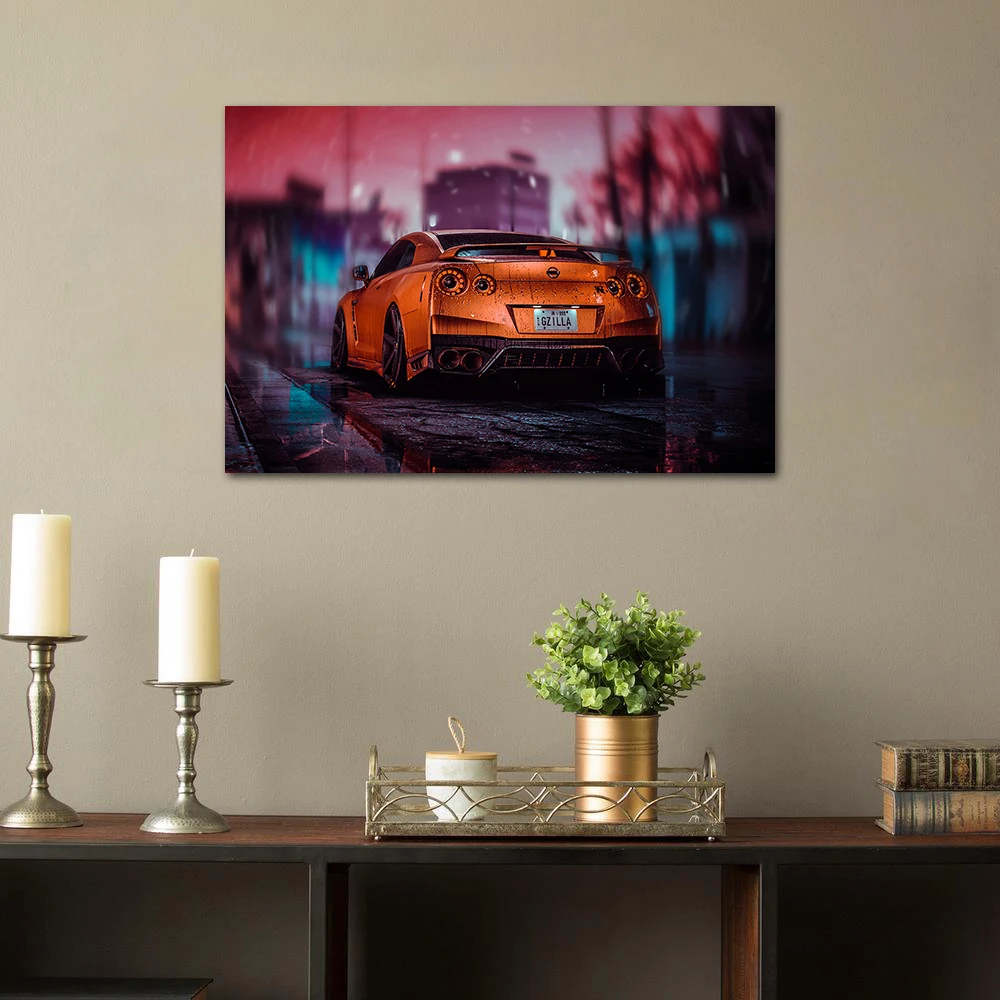 Nissan GTR Sports Car Poster Canvas Cloth Fabric Print Painting for Home Decor Wall Art Picture