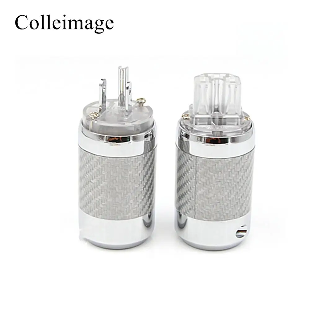 Factory Directly Offer Carbon Fiber Rhodium Plated US Mains Power Plug IEC Plug Connector hifi