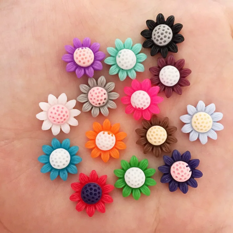 12mm Mix  Resin Kawaii Sunflower Flatback Cabochon stone 100pcs DIY Scrapbook Decor Home Figurines Craft