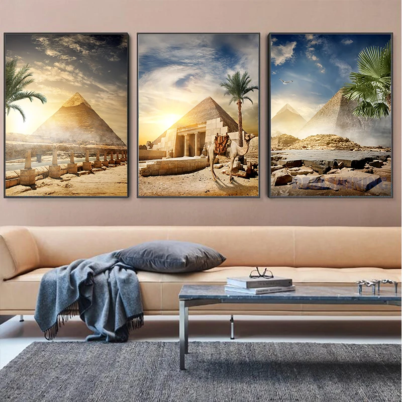 

Pyramid Egypt Desert Oasis Sunset Landscape diamond embroidery mosaic full square round drill Diamond Painting Multi-Panel N1115