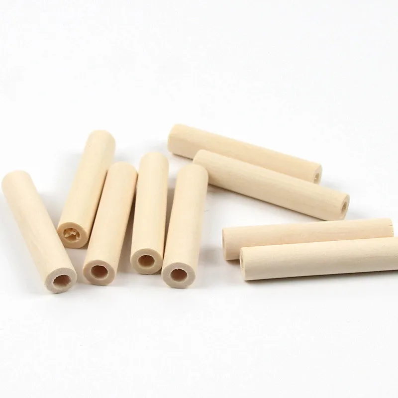 10pcs 10*50mm Natural Color Wooden Hollow Tube Cylinder Wood Beads For Jewelry Making Handmade Diy Bracelet Necklace Accessories