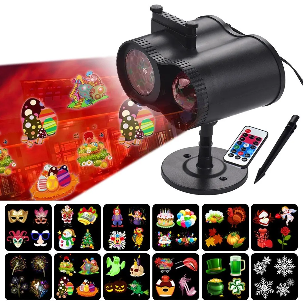 LED Projector Light Water Wave Multiple Patterns Interchangeable Slides IP44 Waterproof with Remote Control for Christmas