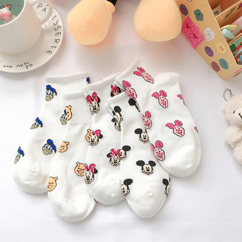 1pair new Summer Korea women socks Cartoon Animal Disney Mickey duck Short Socks Cute Funny Ankle Socks Cotton invisible socks