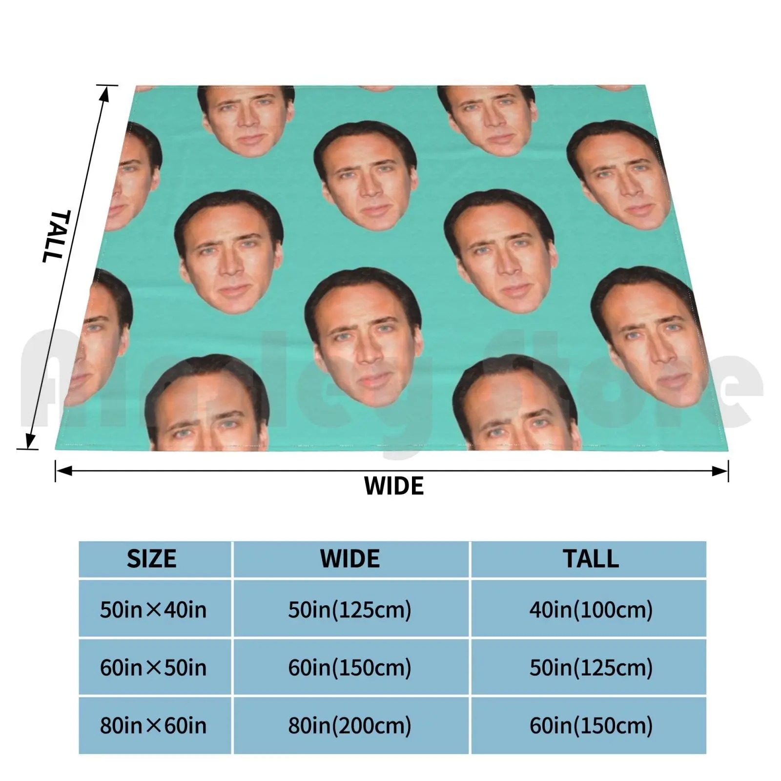 Nicolas Cage Head Blanket Super Soft Warm Light Thin Nicolas Nic Nick Cage Meme Head