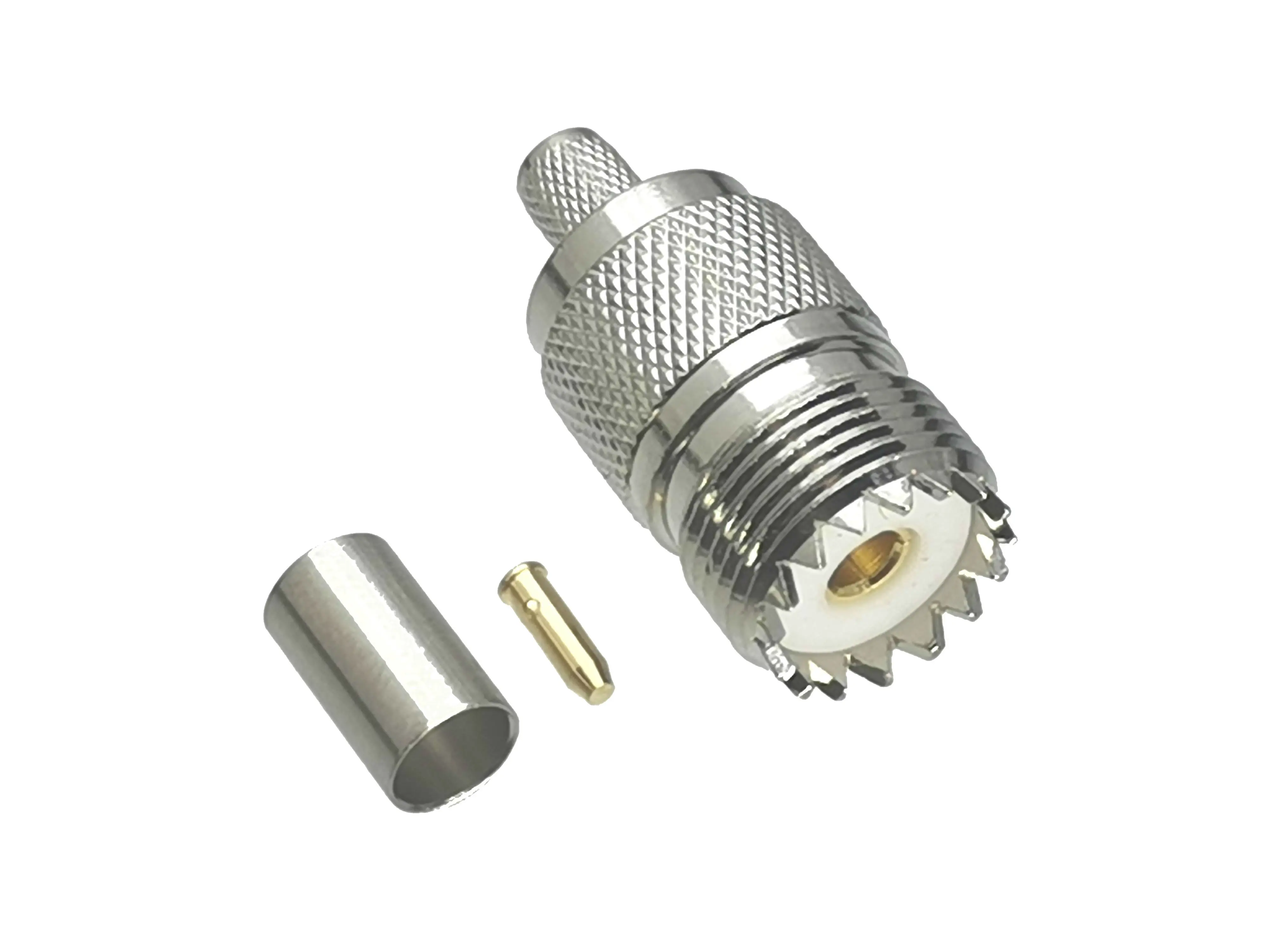 1Pcs Connector UHF SO239 Female Jack Crimp RG8X LMR240 RF Adapter Coaxial High Quanlity