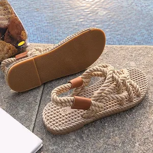 miaoguan NewSummer Sandals Woman Shoes Braided Rope Traditional Casual Style Simple Creativity Fashion Sandals Flat Women Shoes