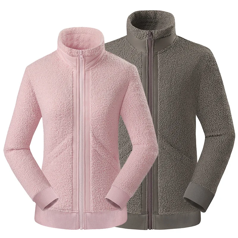 

Autumn Winter Thermal Fleece Jacket Men Women Windproof Warm Stand Collar Cardigan Coat Tops Outdoor Riding Hiking Jacket Liner