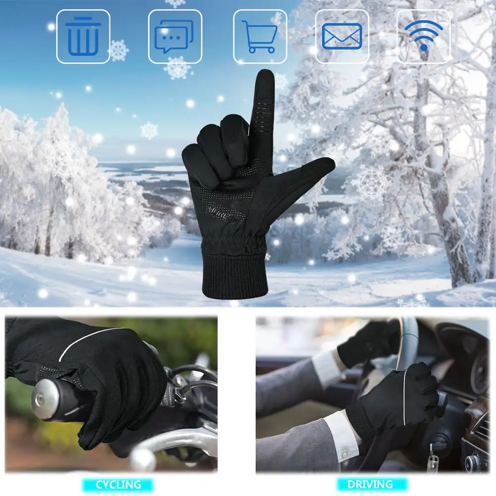 MOREOK Windproof Winter Gloves Running Gloves Touchscreen Antislip Bike Cycling Gloves Warm Fleece Thermal Gloves for Men Women