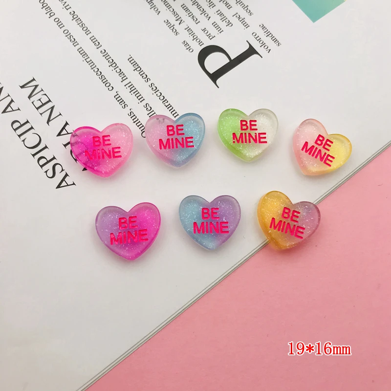 20pcs Resin New Arrival Glitter Colorful Hot Selling Conversation Heart for Crafts Making, Scrapbooking, Jewelry Accessory DIY