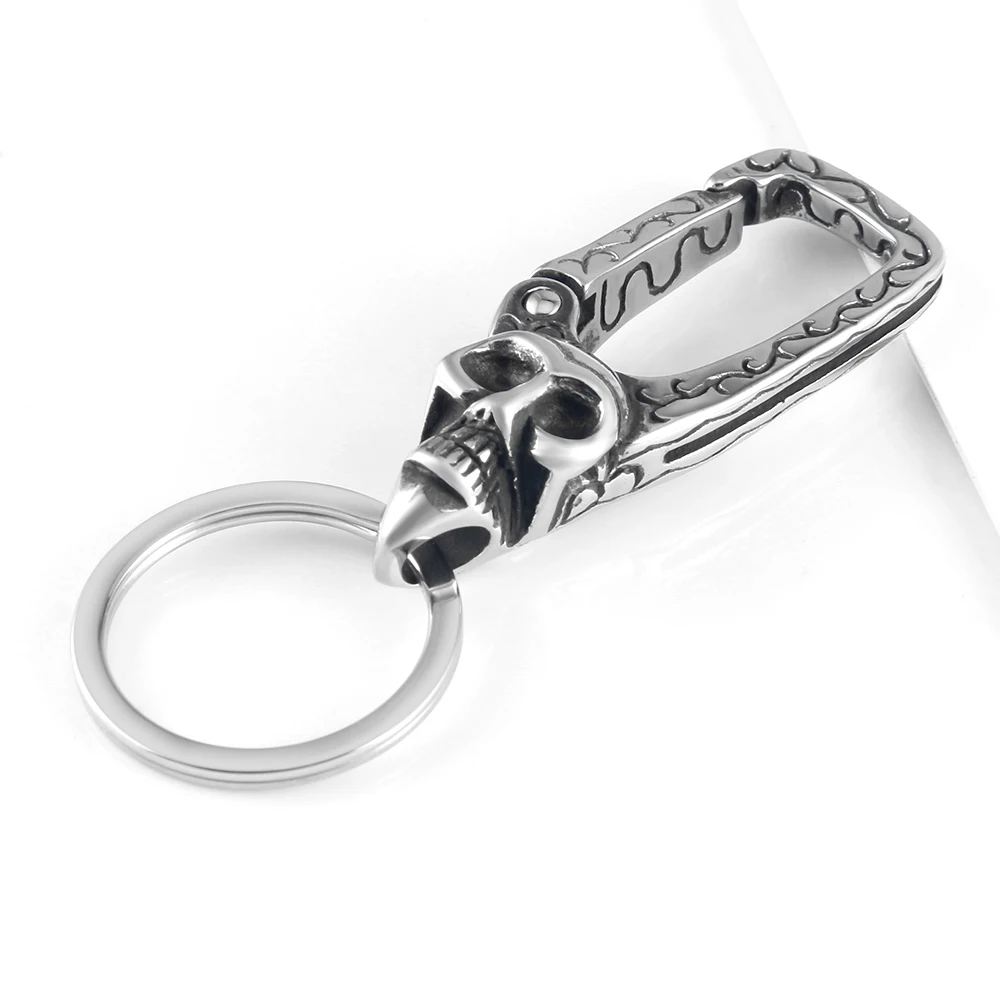 OMKAIMING 2021 Fashion 304 Stainless Steel Skull Style Keychain For Men Women Creative Key Holder Rings Portable Accessory