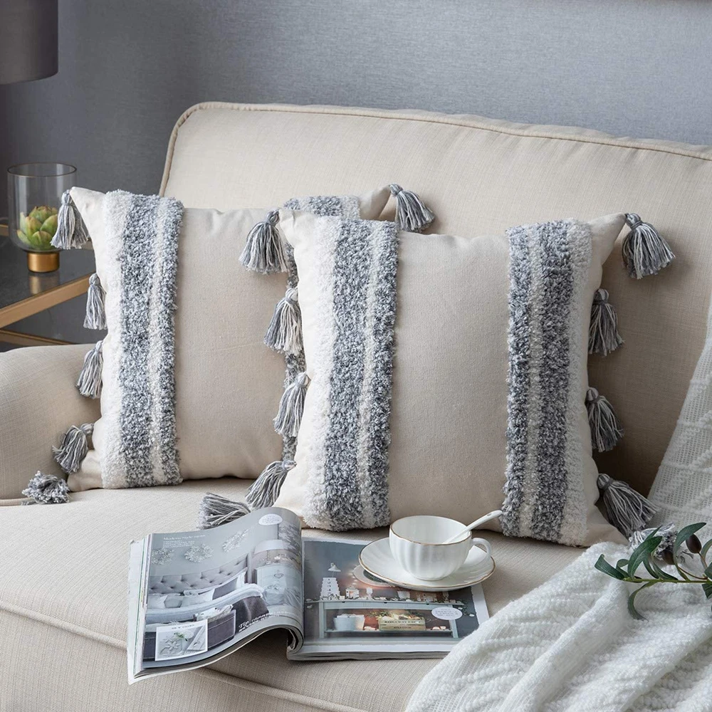 Boho Cushion Cover Morocco Tufted Tassel Throw Pillow Covers Decorative Macrame Pillow Case Sofa Nordic Home Spring Decoration