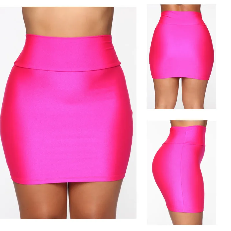 SKMY Clothes For Women Summer 2024 New Mini Skirt Solid Color Satin Hight Waist Pencil Skirts Casual Office Ladies Wear