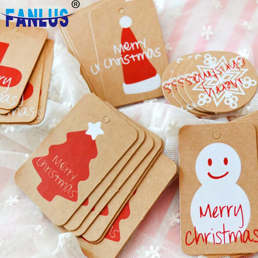 Happy Merry Snowflake Christmas Kraft Paper Tag Ornaments Decorations for Home Party Faovrs Xmas Trees Decoration Stocking Decor