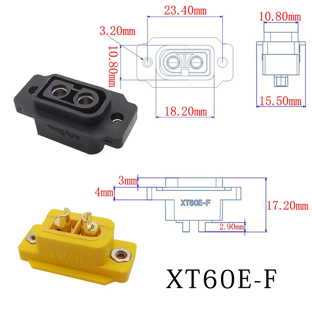 10Pcs XT60E Female Jack Battery Adapter Gold-Plated XT60E-F Plugs Socket Panel Mount Fixed Connector For RC FPV Drone Toy DIY