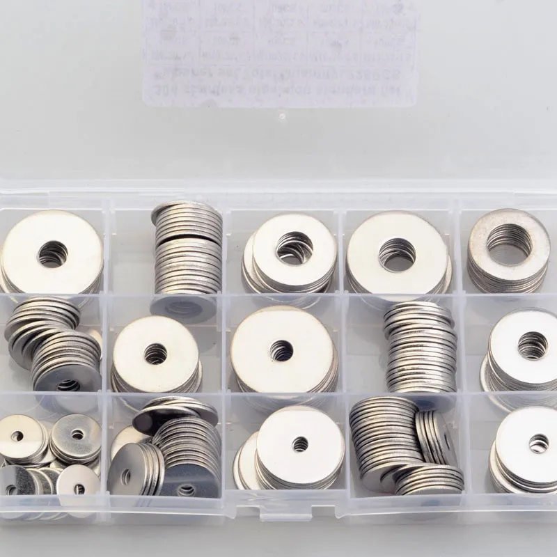 225pcs Big Flat Washers Set 304 Stainless Steel Large Size Gasket non-standard Plain Washer GB97 M3 M4 M5 M6 M8 M10 M12 Kit