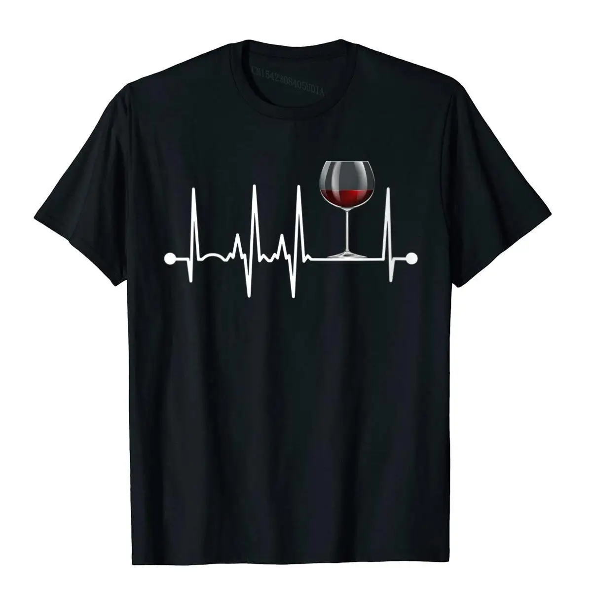 Womens Wine Heartbeat Wine Drinker Lover Tasting Gift Wine Glass T-Shirt Rife Cool Top T-Shirts Cotton Youth Tops Shirts Classic