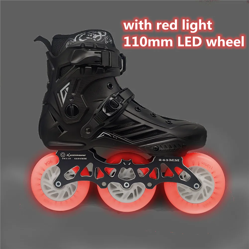 3 Wheel LED Flash Inline Skates Shoes with 3X110mm White Blue Green Red Pink Light Color Shine Roller Skate Street Patines 110mm