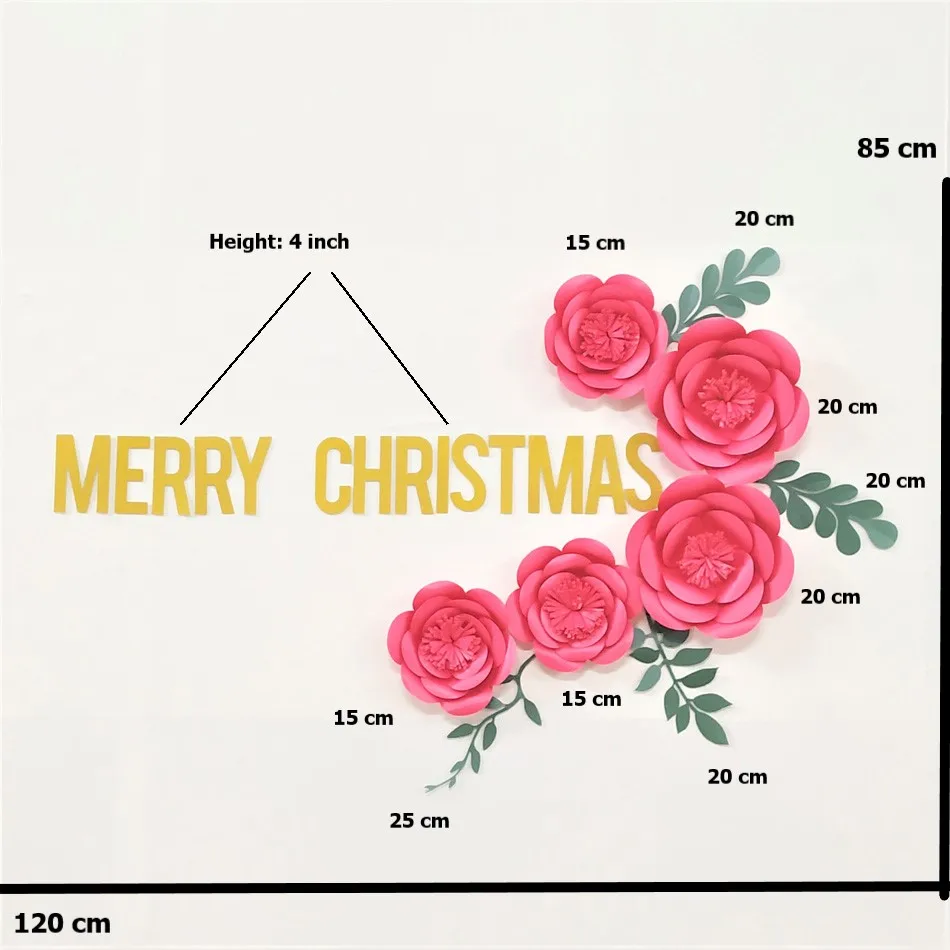 

DIY Paper Flowers Flower Wall Decor Merry Christmas Backdrop Xmas Home Decoration Trending Floral Decor Artificial Rose