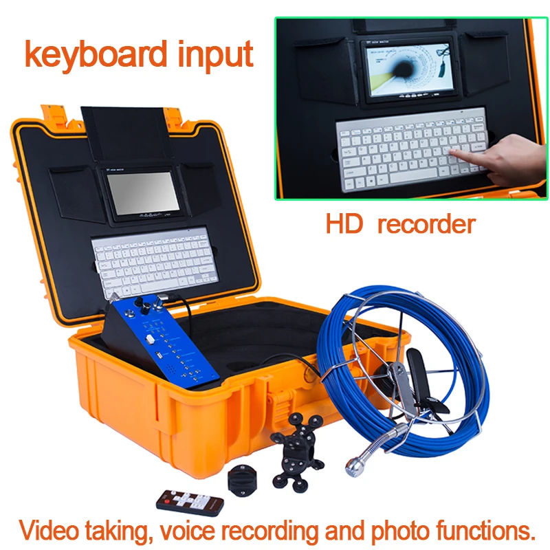 

Pipe Inspection Video Camera 25mm 20m Cable Drain Sewer Pipeline Industrial Endoscope System 7inch LCD DVR Keyboard 12pcs LEDS