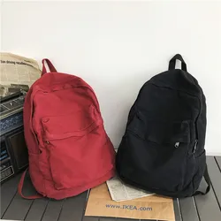 Green 100% Cotton Backpacks Solid Black Shoulder Bag Soft Canves Lesure Or Travle Bag Minimalist style Unisex School Bag f