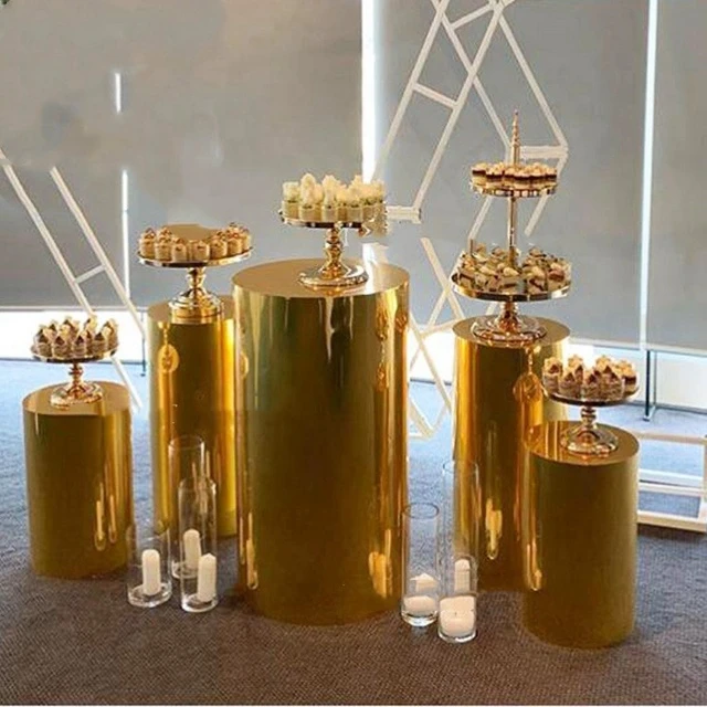 5pcs/set)GOld Round Plinth  mental  Pedestal for wedding round walkway and event planning wedding stage pillar stand yudao923