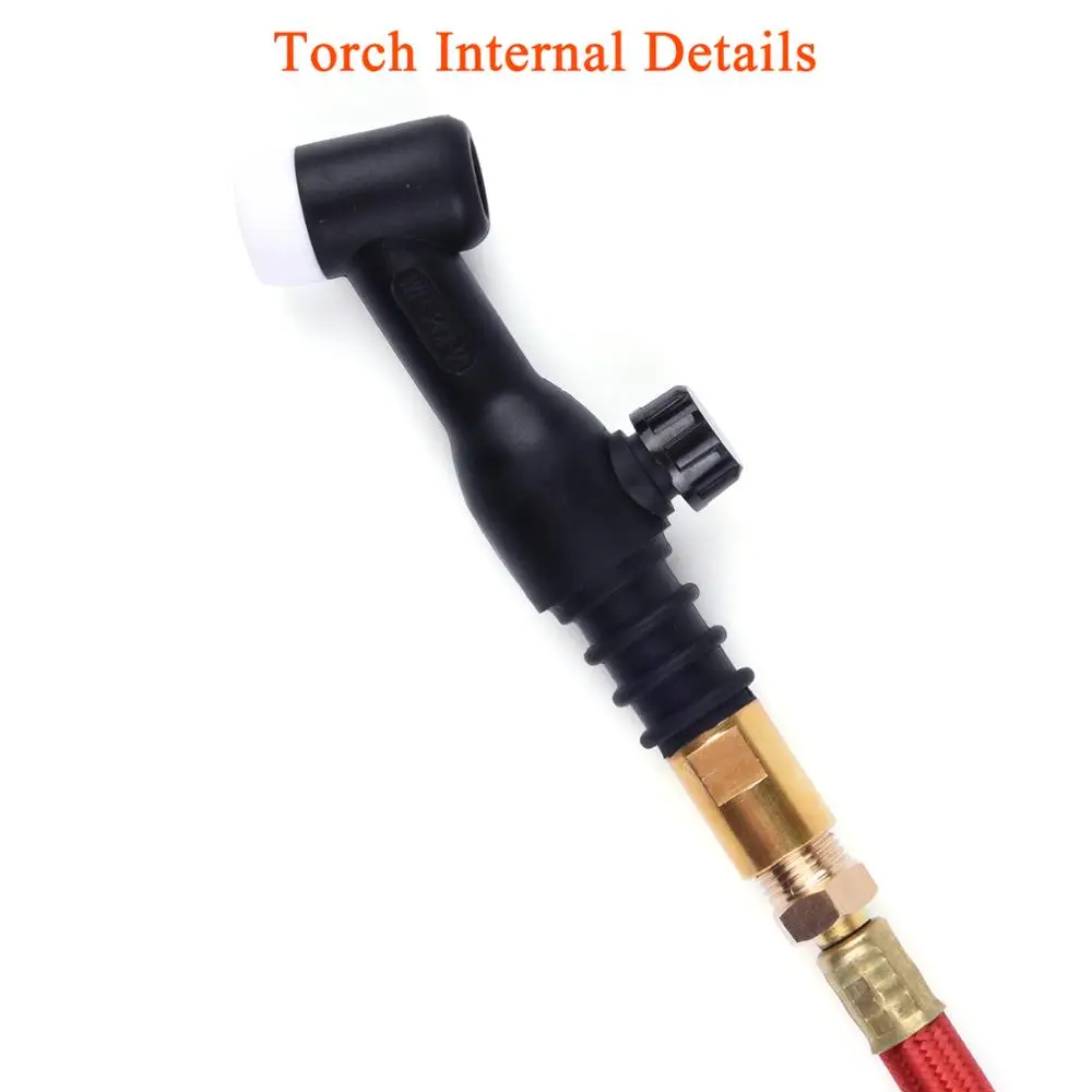 4M/6M WP26 Quick Connect TIG Welding Torch Gas-Electric Integrated Red Rubber Hose Cable Wires 35-50 Euro Connector