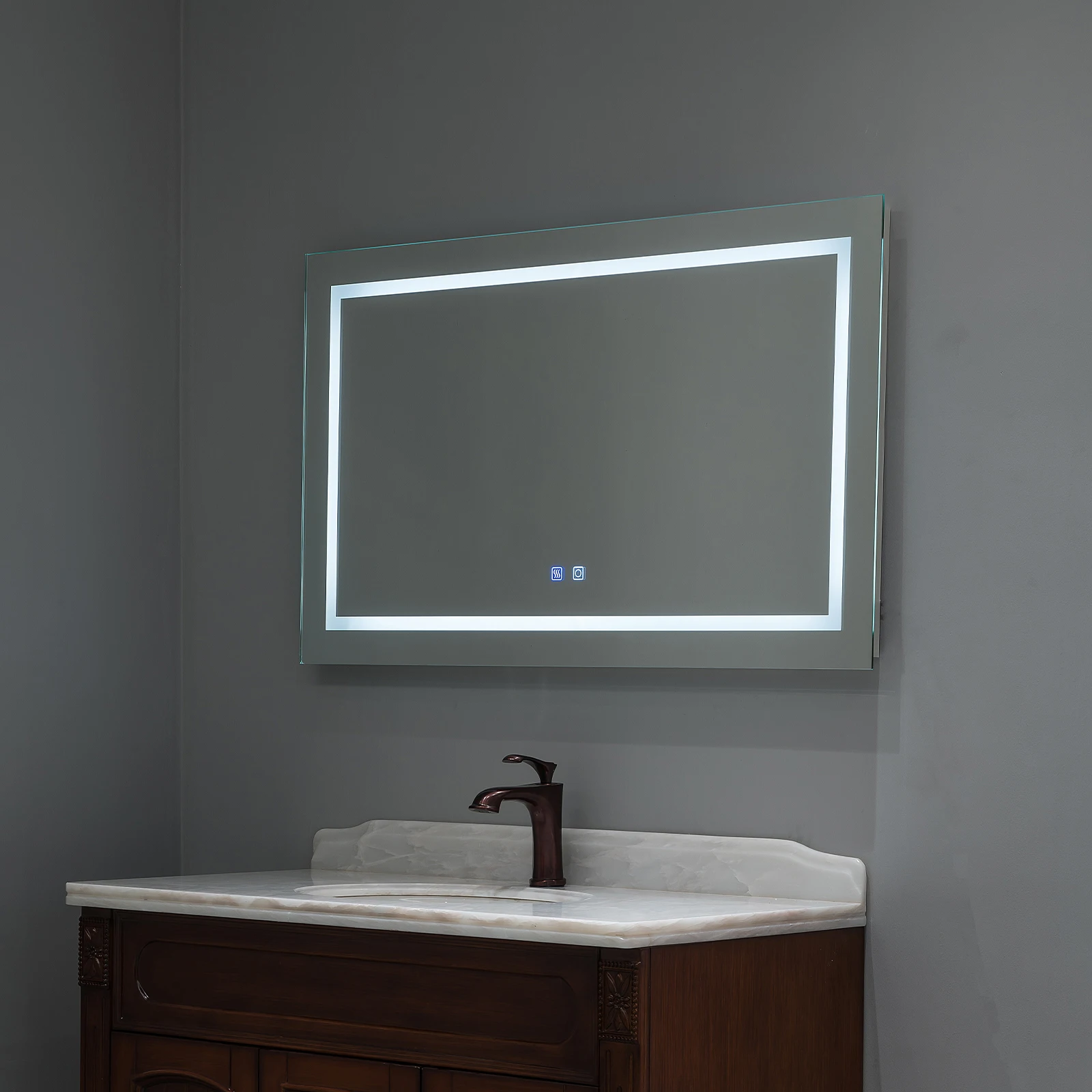 LED Bathroom Vanity Mirror 40 x 24 inch Anti Fog  Night Light Dimmable Touch Button Superslim 90+ CRI  Waterproof IP44