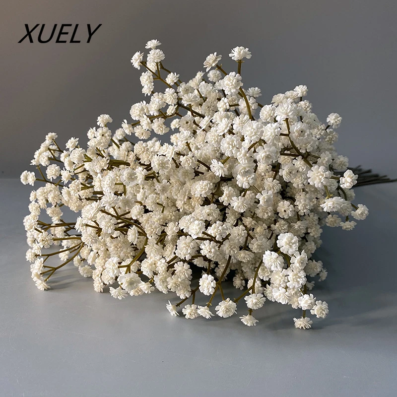 62CM/pc 81 High Quality Small Flowers Autumn Color Feel Soft Rubber Gypsophila Dry Flower 6 Color PVC Bouquet Home Garden Decor