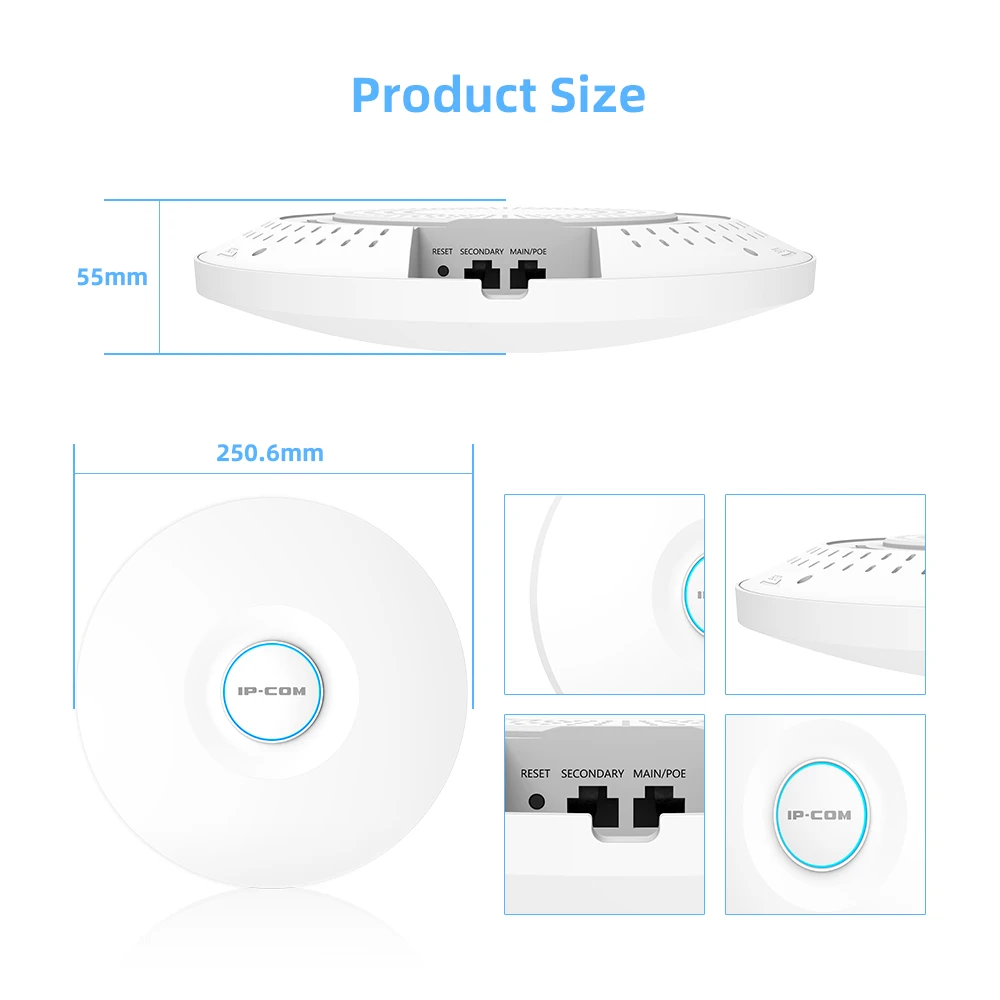 IP-COM 3000Mbps WiFi Range Extender Wireless Access Point Dual Band 2.4G+5Ghz High Power Router Wifi 6 Signal Booster POE