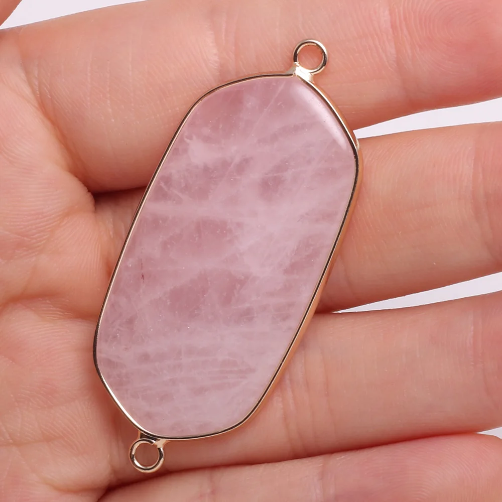 Natural Stone rectangle Double hole connector Necklace Pendant for Jewelry Making DIY Bracelet Necklaces Accessories Size23x50mm