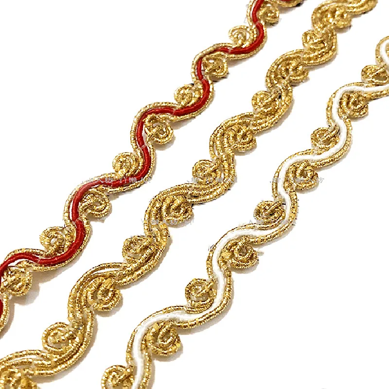 13 Meters Gold Braided Lace For Women Dress Diy Clothes Trims Sewing Apparel Accessories 1.1cm-1.2cm wide