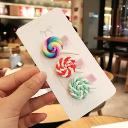 3pcs/lot New Cute Children's hairpin sweet Rainbow lollipop color bangs clip BB clip Cartoon hairpin clip hair accessories