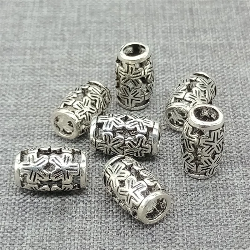 6pcs of 925 Sterling Silver Flower Barrel Beads 3.5mm Hole for Floral Bracelet