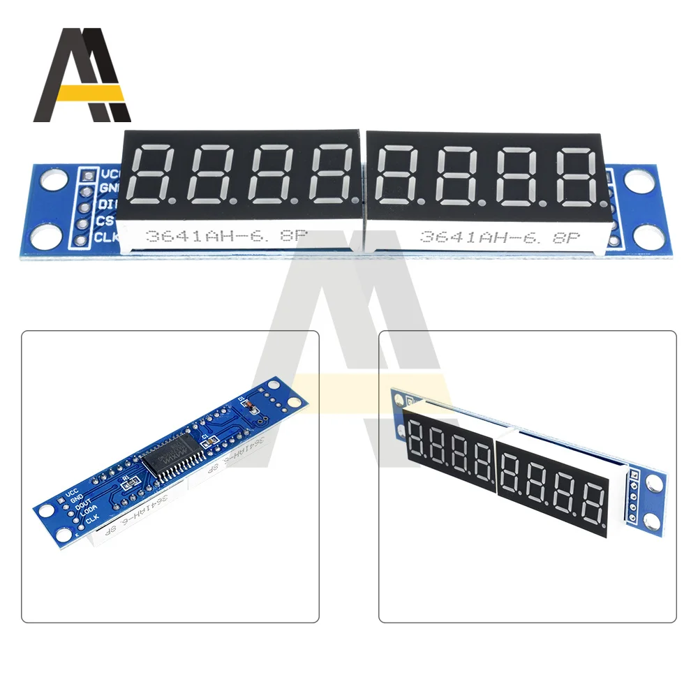1 pces max7219 led dot matrix 8-bit módulo de controle de exibição de tubo digital 3.3v 5v microcontrolador serial driver 7 segmento