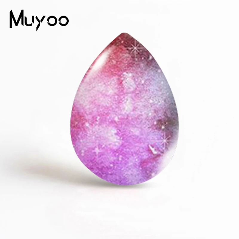 2021 New Pink Galaxy Nebula Tear Drop Glass Dome Photo Jewelry Handmade DIY Accessories