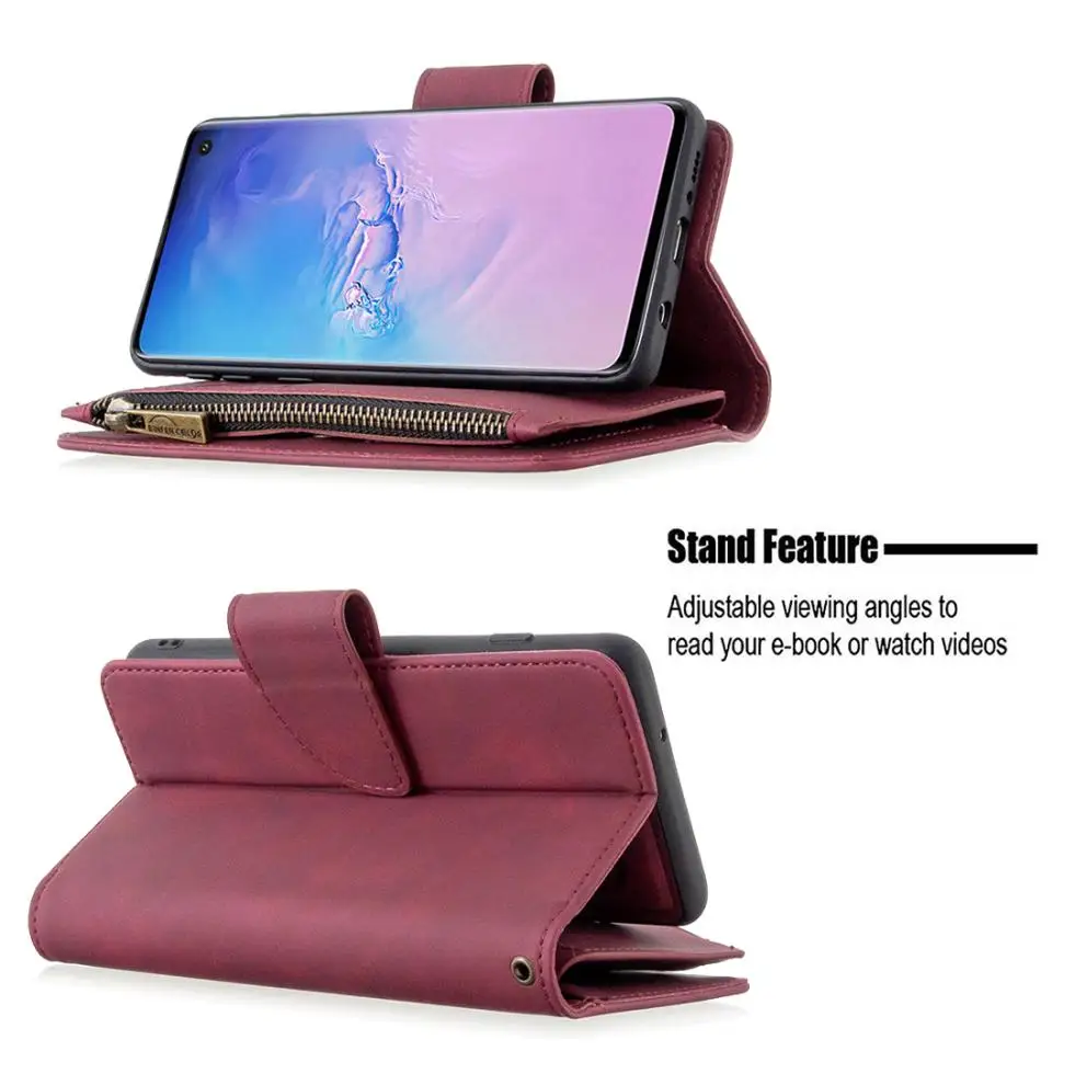 For Samsung Galaxy Note 20 Ultra 5G 4G Vintage Leather Case Zipper Wallet Bag Card Holder Detachable Phone Cover