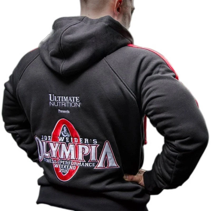 Olympique – sweat à capuche en coton pour homme, fermeture éclair, mode décontractée, gym, fitness, musculation, vêtements de sport, manteau de