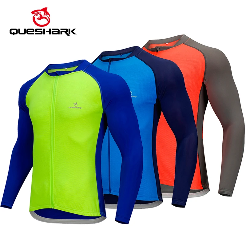 QUESHARK maglia da ciclismo a maniche lunghe da uomo MTB Mountain Road Bike Downhill Shirt Top Quick Dry Riding Racing abbigliamento da bicicletta